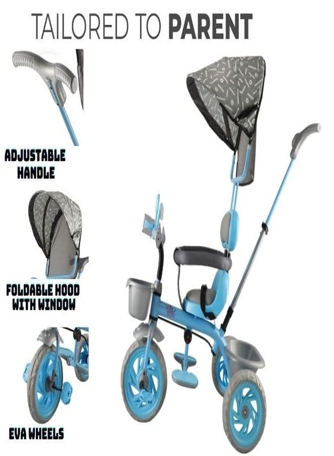 JoyRide Tiny Trekker Tricycle for Kids 1.5 to 5 Years with Parental Push Handle, Foldable Canopy Storage Baskets |Plug & Play Trikes for Girls Boys Malachite Blue - Image 3